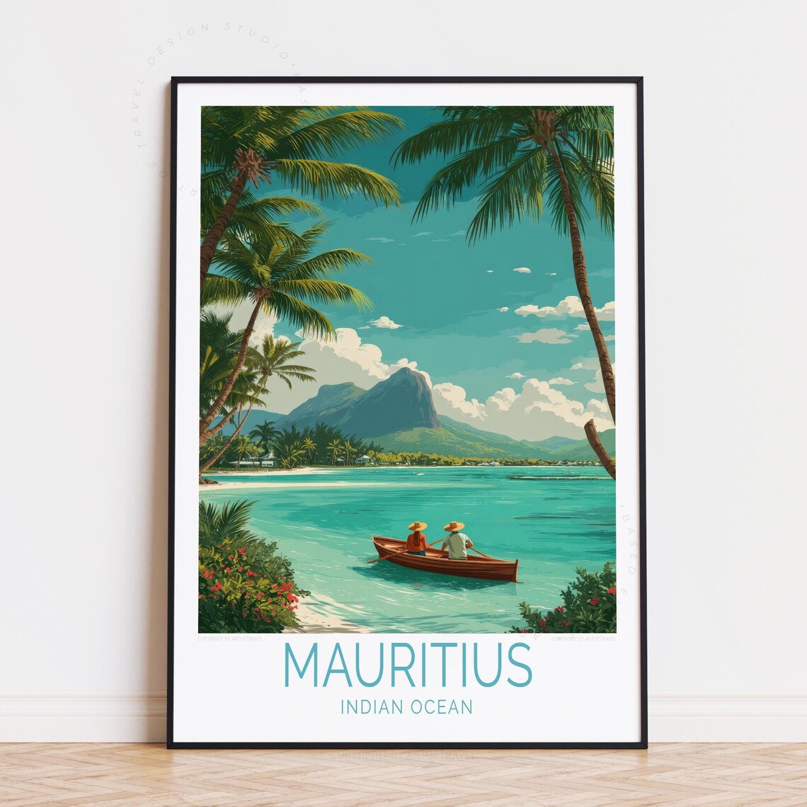 Mauritius Africa Travel Poster, Ocean Art Print