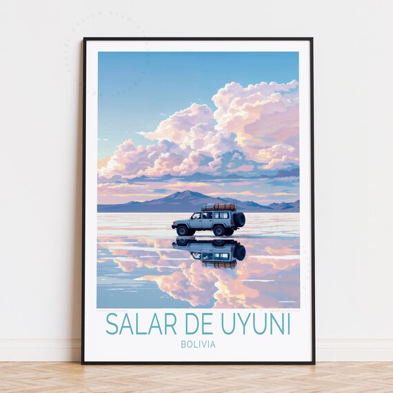 Salar De Uyuni Bolivia Travel Poster Wall Art Car Design Print Birthday Gifts Custom Home Decor
