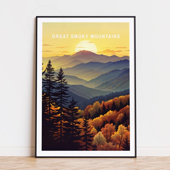 Great Smoky Mountains Golden Sunrise Over Blue Ridges Poster