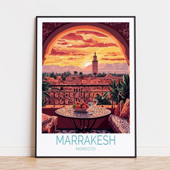 Marrakesh Travel Poster, Morocco Home Decor Art Print