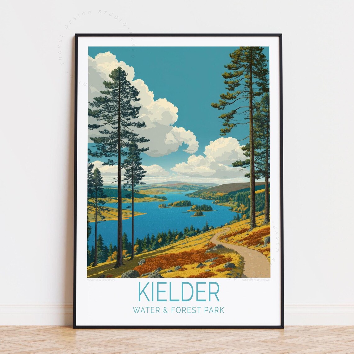 Kielder Water Forest Park Pine Lake Path Scenic Travel Poster