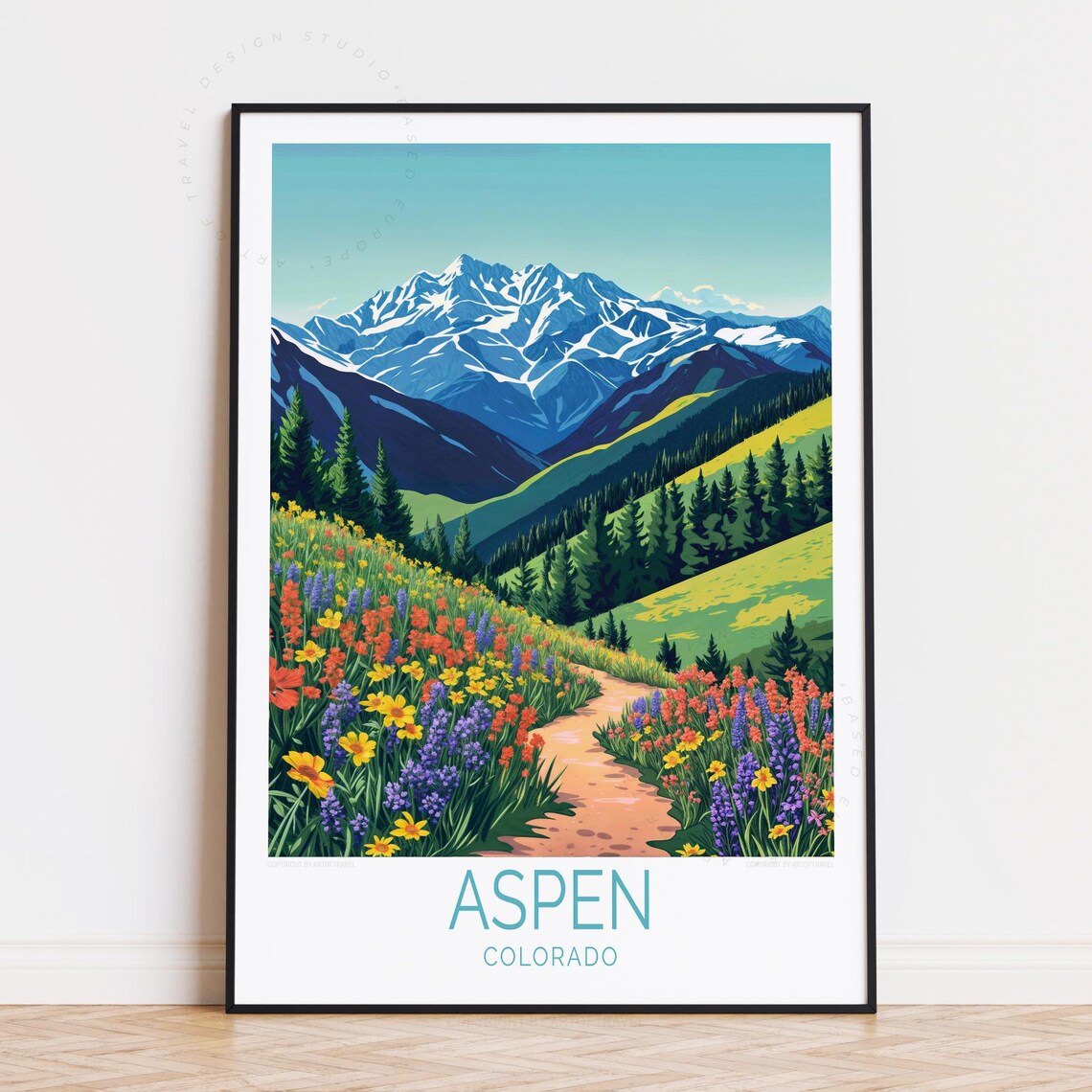 Aspen Colorado Summer Wildflower Trail Mountain Meadow Travel Poster