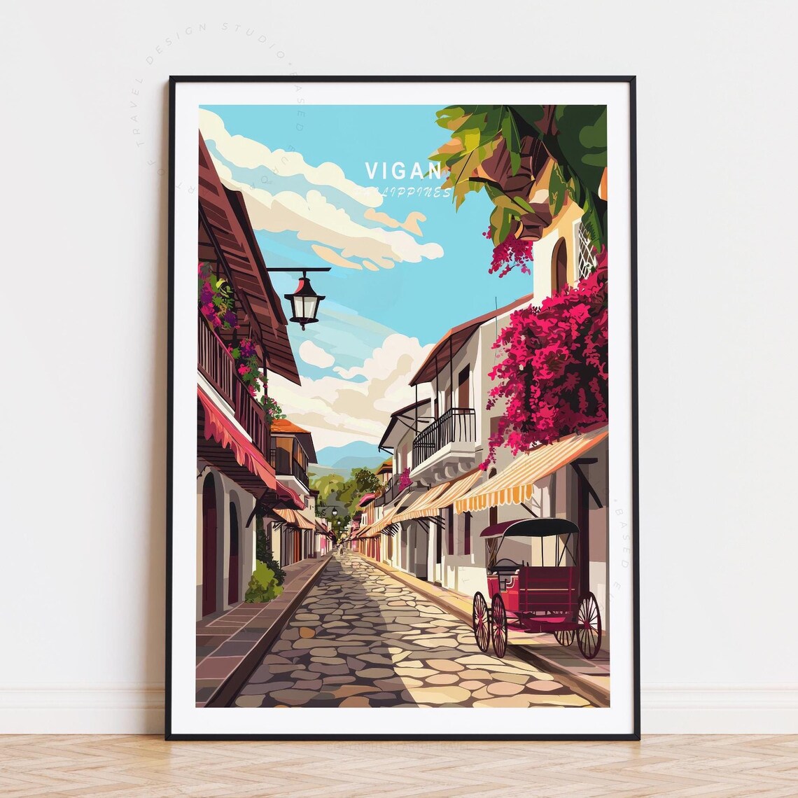 Vigan Philippines Colonial Street Kalesa Carriage Travel Poster