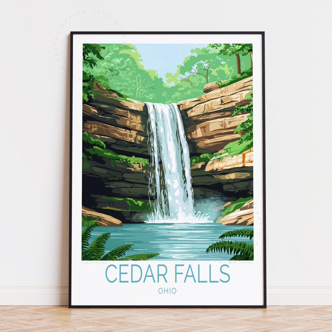 Cedar Falls Ohio Waterfall Cascades Nature Travel Scenic Poster