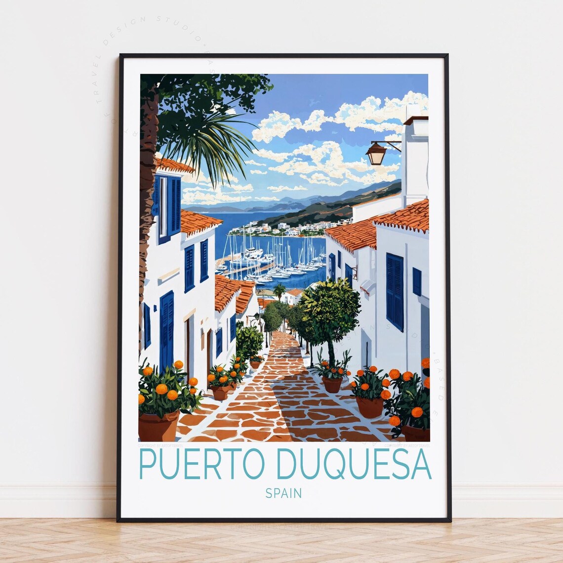 Puerto Duquesa Spain Old Town Alley To Marina View Travel Poster