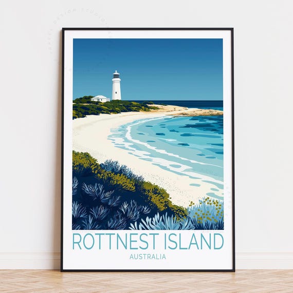 Rottnest Island Travel Poster Australia Wall Art Print Birthday Gifts Personalised Home Decor