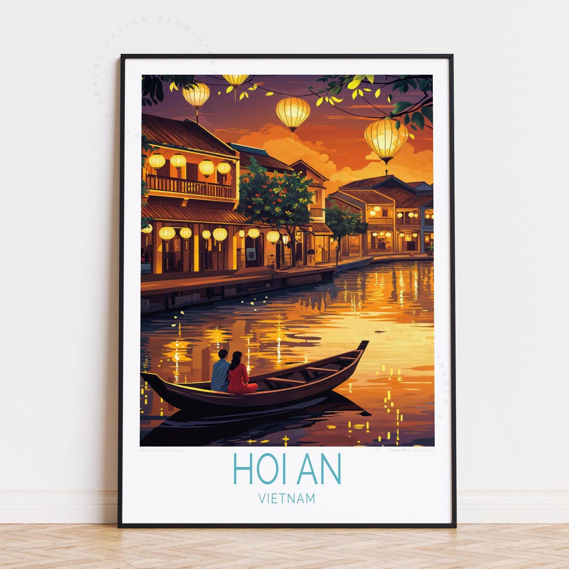 Hoi An Vietnam Lantern Lit River Boat Night Old Town Travel Poster