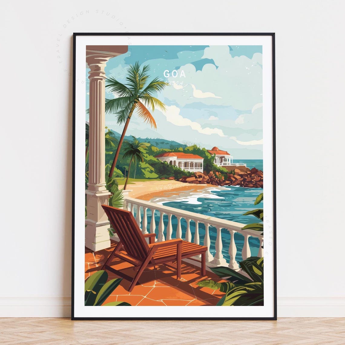 Goa India Tropical Balcony Lounger Ocean View Getaway Travel Poster