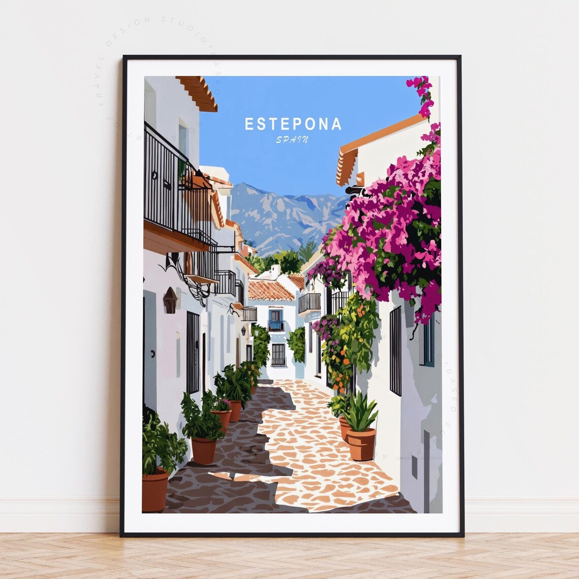 Estepona Spain Flower Filled Old Town Street Costa Del Sol Poster