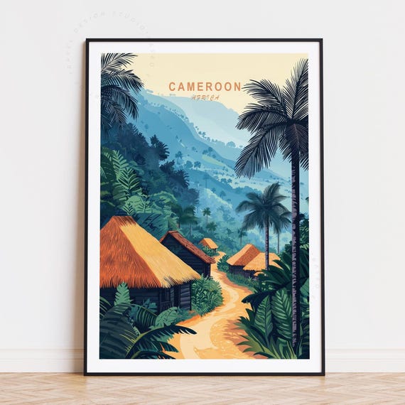 Cameroon Africa Travel Poster Wall Art Print Birthday Gifts Minimalist Home Decor