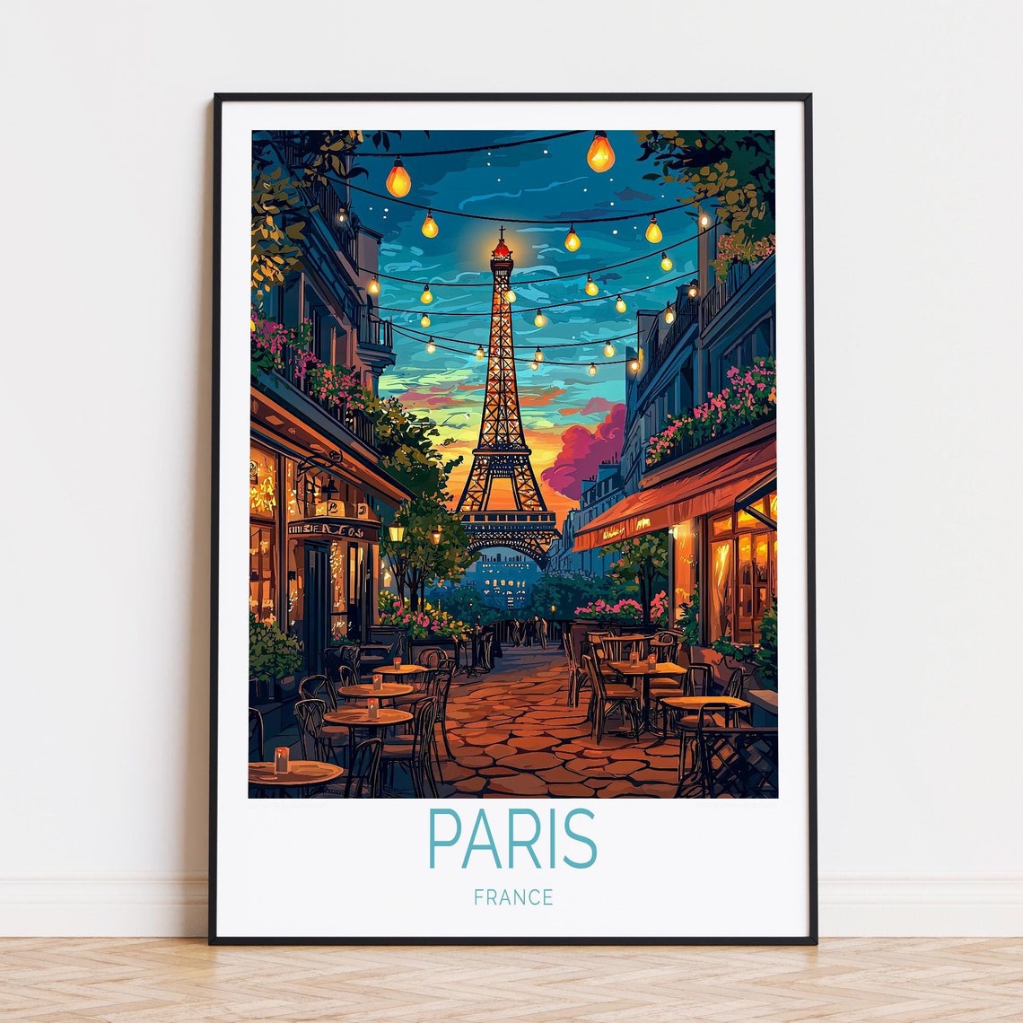 Paris Travel Poster Paris France Wall Art City Custom Travel Poster Eiffel Tower Home Decor Birthday Gifts Wedding Gifts