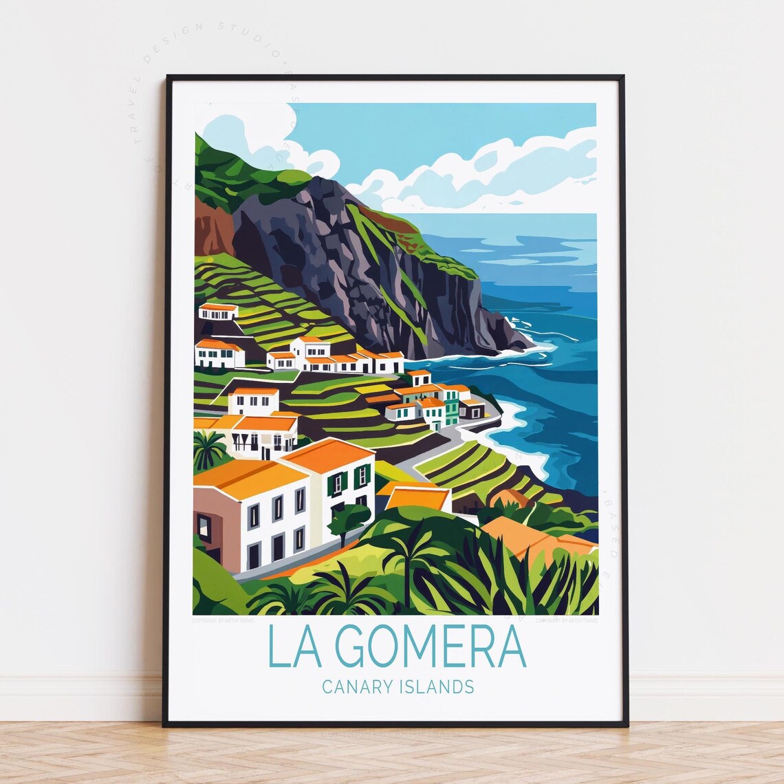 La Gomera Canary Islands Terraced Hills Cliff Coast Travel Poster