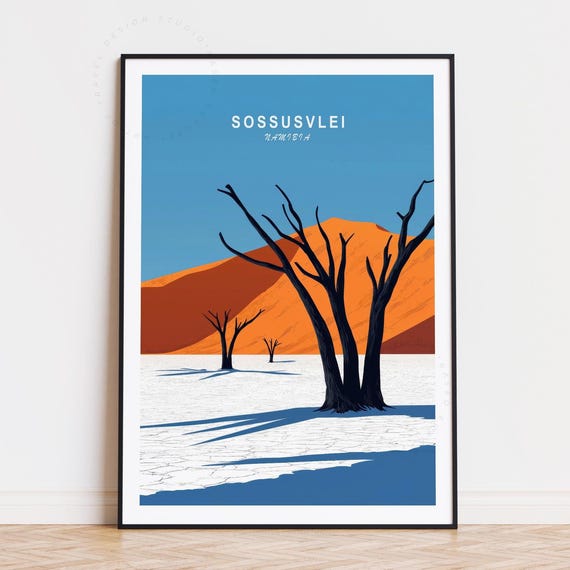 Sossusvlei Namibia Travel Poster Namib Desert Wall Art Print Home Decor Birthday Gifts Minimalist