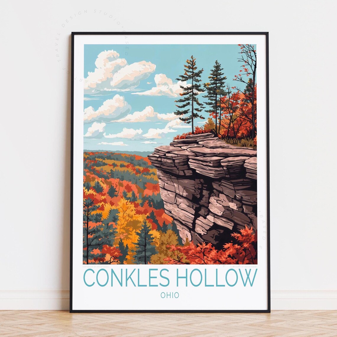 Conkles Hollow Ohio Fall Foliage Cliff Overlook Hiking Poster