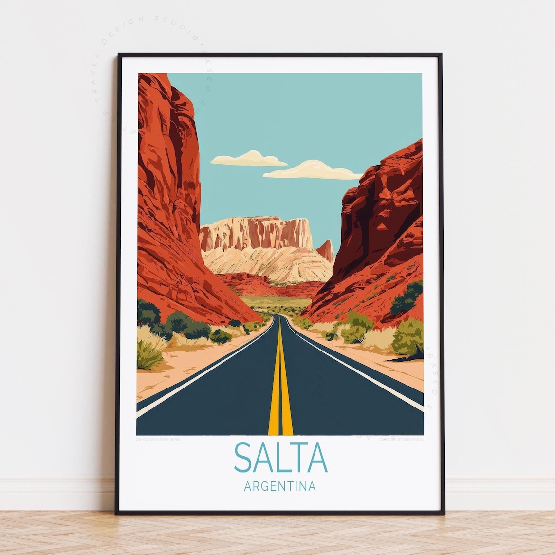 Salta Argentina Red Rock Canyon with the Desert Road View Poster