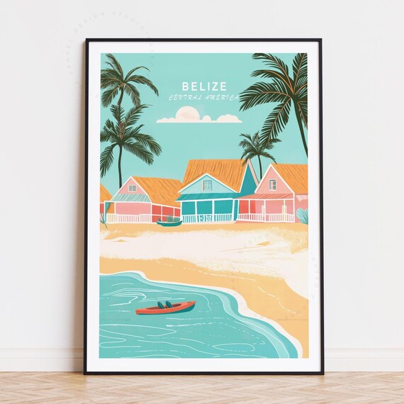 Belize Travel Poster Central America Wall Art Print Home Decor Birthday Gifts Personalised