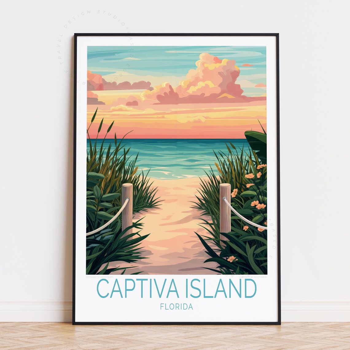 Captiva Island Florida Beach Path Sunset Dunes Ocean Travel Poster