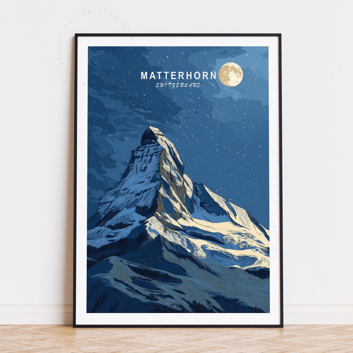 Matterhorn Travel Poster, Minimalist Switzerland Art Print