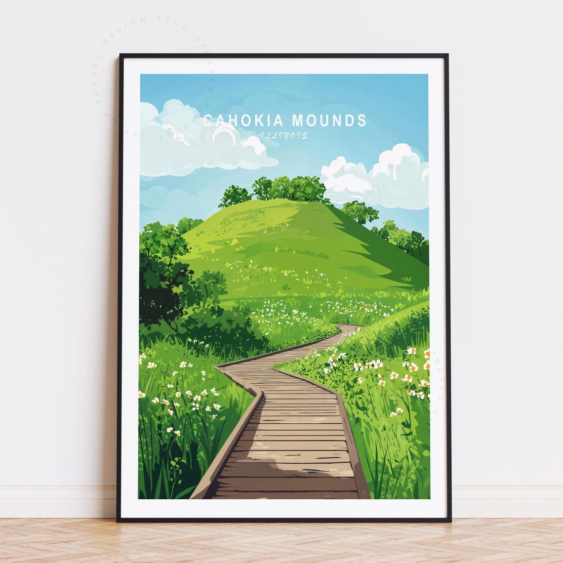 Cahokia Mounds Illinois Green Mound and Wildflower Boardwalk Poster