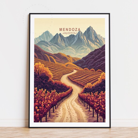 Mendoza Travel Poster Argentina Wall Art Print Custom Birthday Present Home Decor