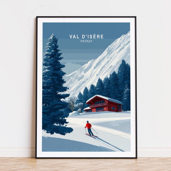 Valdisre Travel Poster France Wall Art Ski Resort Print Birthday Gifts Home Decor Minimalist