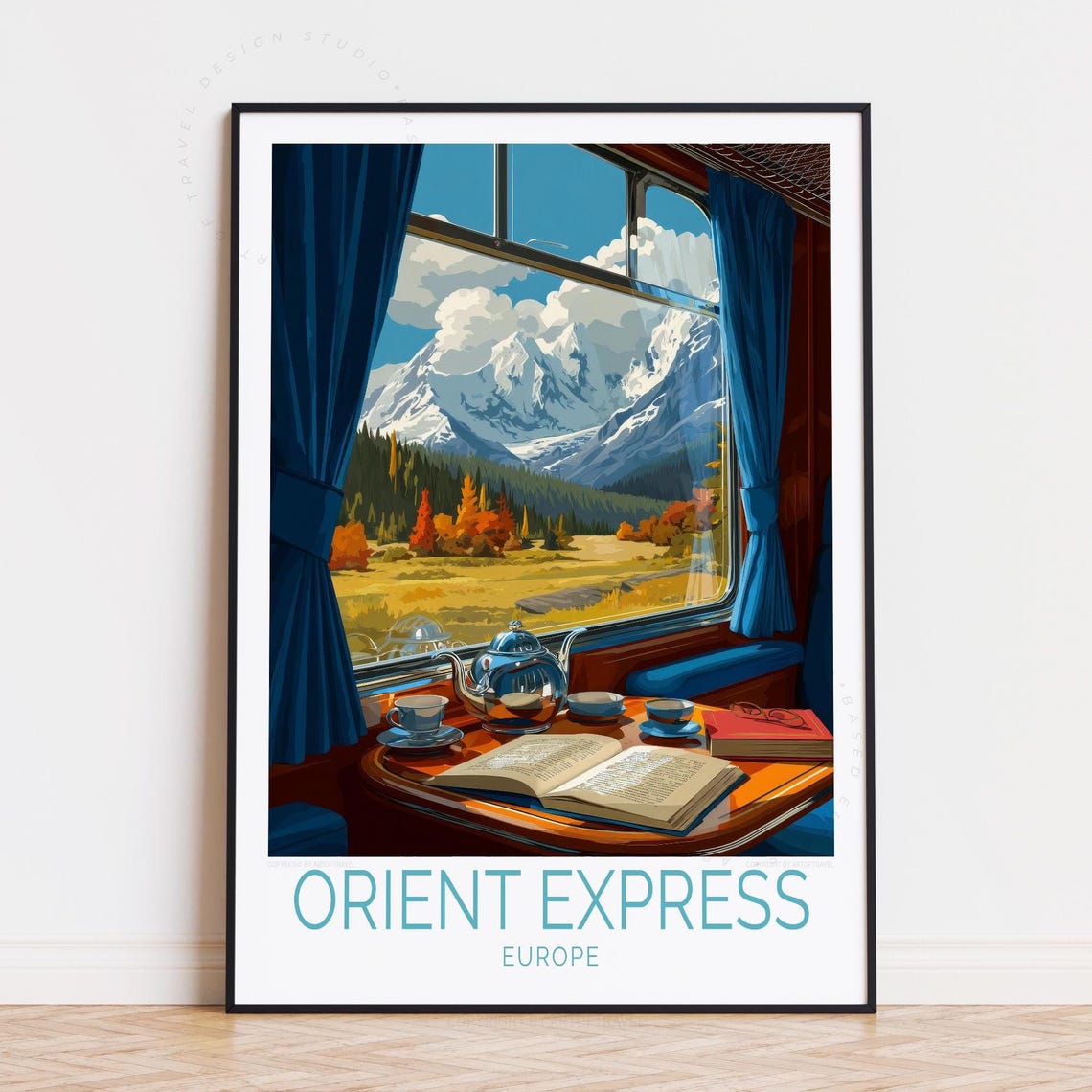 Orient Express Europe Snowy Alpine View Tea Time Train Travel Poster