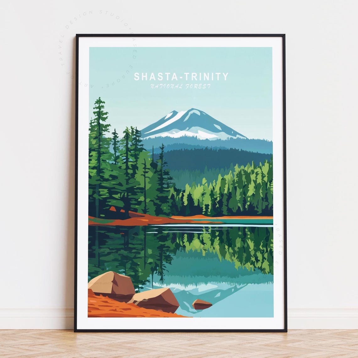 Shasta Trinity National Forest Mountain Lake Reflection Poster