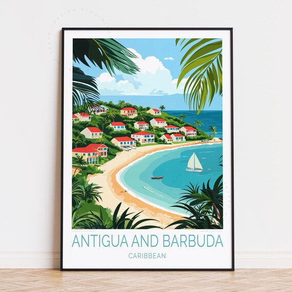 Antigua And Barbuda Caribbean Travel Poster Wall Art Print Birthday Gifts Home Decor