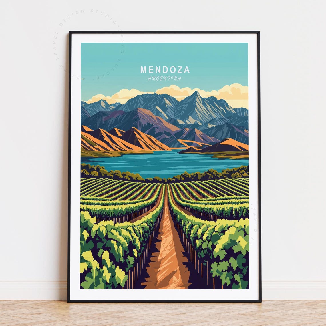 Mendoza Argentina Wine Country Andes Vineyard Vintage Art Poster