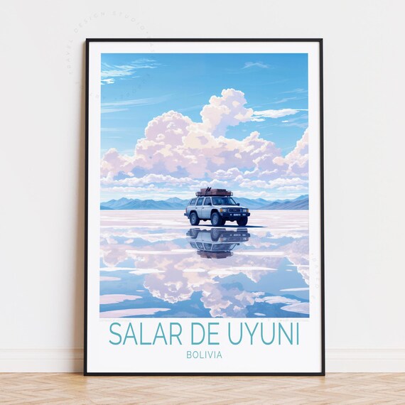 Salar De Uyuni Travel Poster Bolivia Wall Art Car Design Print Birthday Gifts Home Decor Personalised