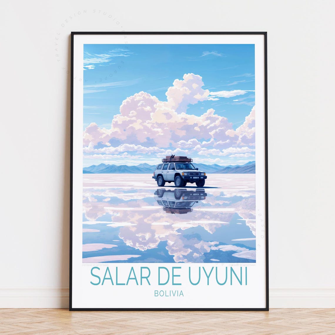 Salar de Uyuni Bolivia Mirror Salt Flat SUV Adventure Poster