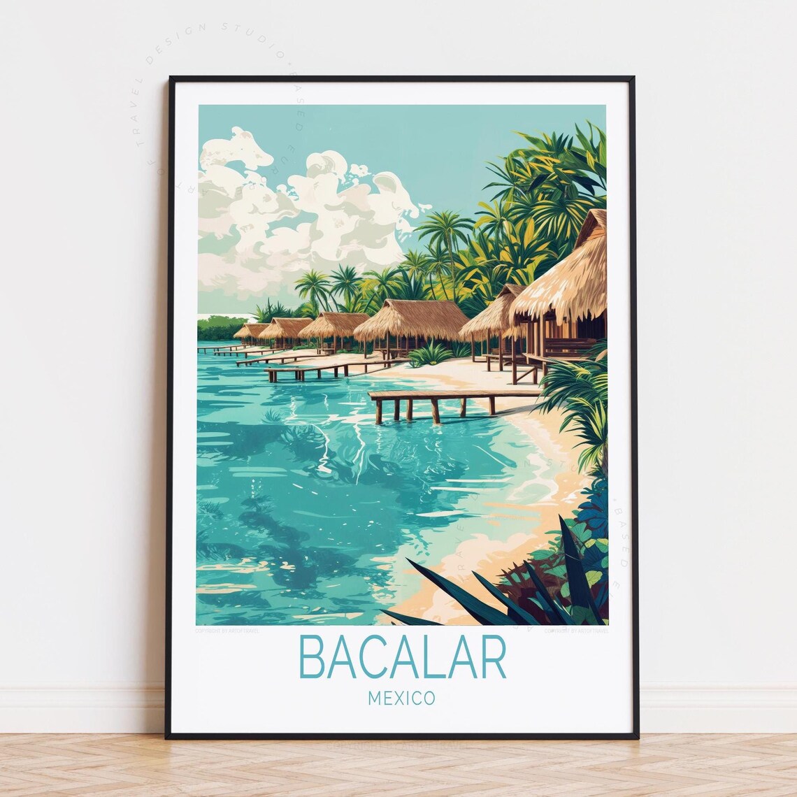 Bacalar Travel Poster Mexico Wall Art Print Housewarming Gifts Birthday Present Custom