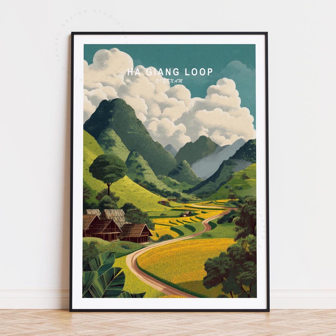 Ha Giang Loop Vietnam Green Mountains Rice Terrace Road Travel Poster