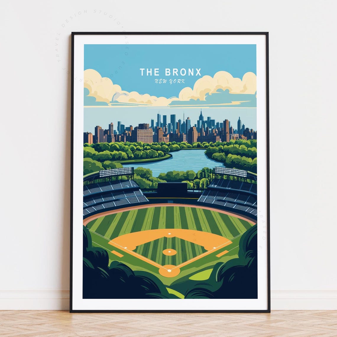 The Bronx New York Baseball Stadium Park River Daytime Skyline Poster