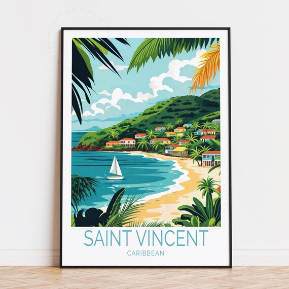Saint Vincent Caribbean Travel Poster Wall Art Print Home Decor Birthday Gifts Custom