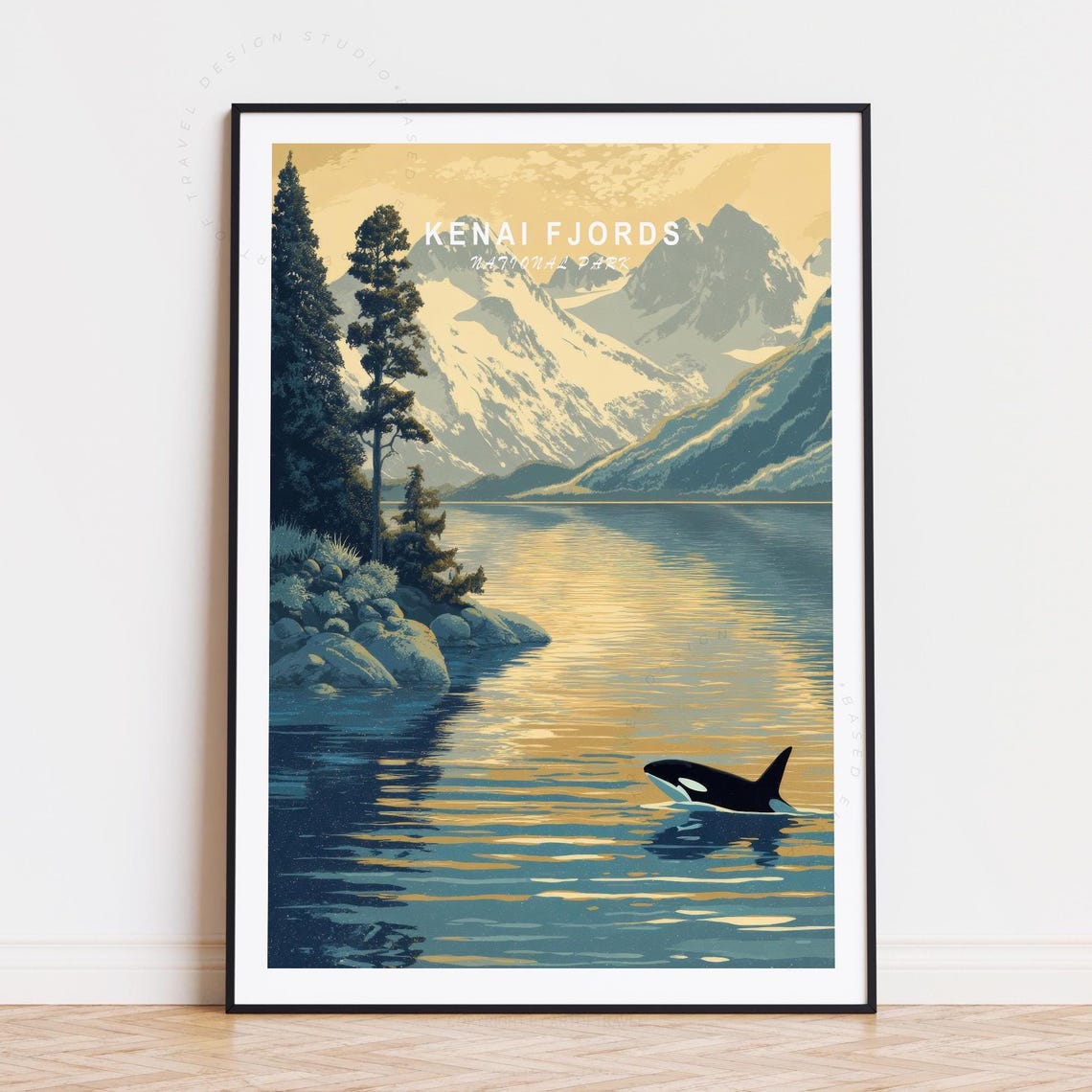 Kenai Fjords National Park Alaska Orca Whale Mountain Sea Poster