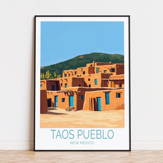 Taos Pueblo New Mexico Travel Poster Wall Art Print Home Decor Birthday Gifts Personalised