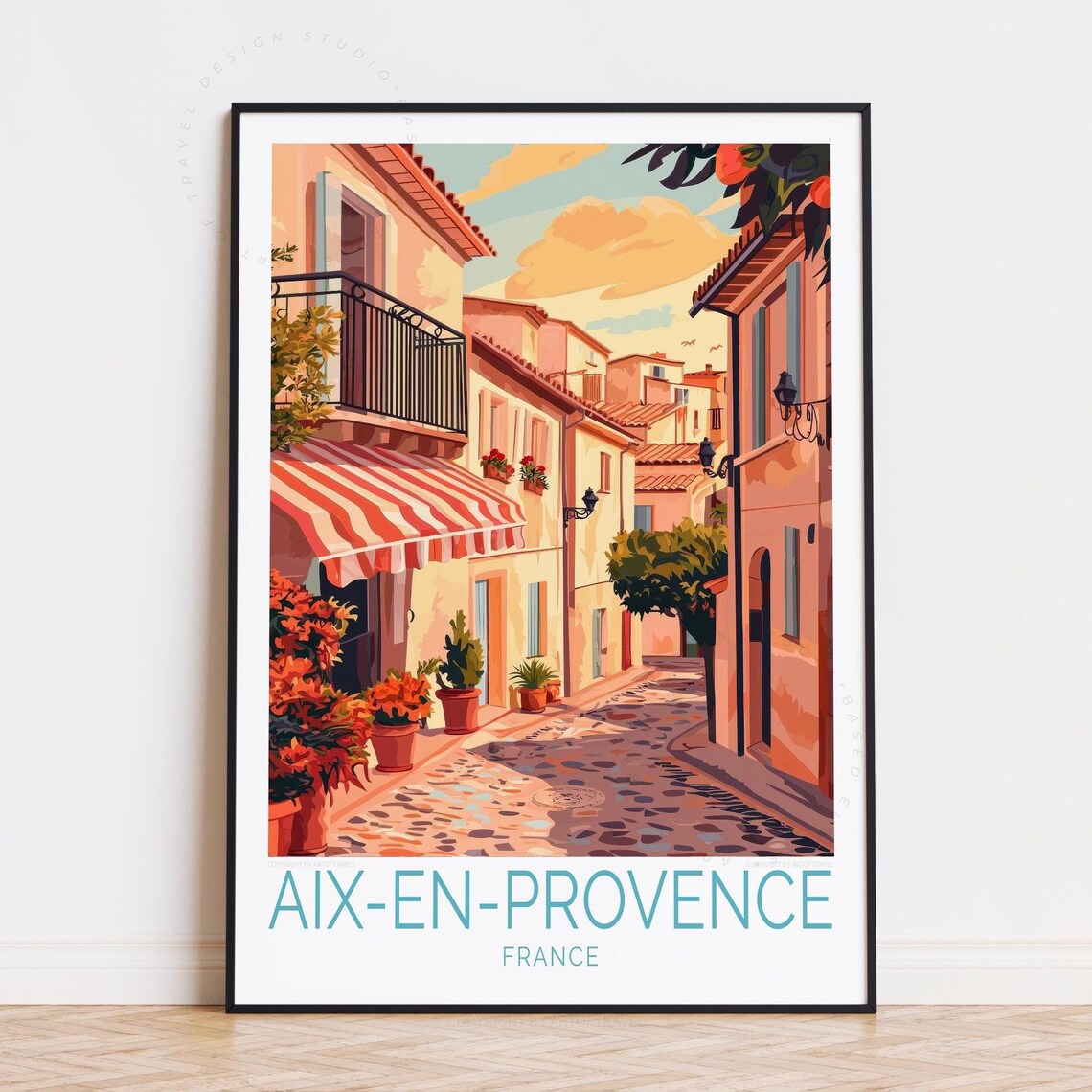 Aix en Provence France Charming Street Flowers Travel Poster