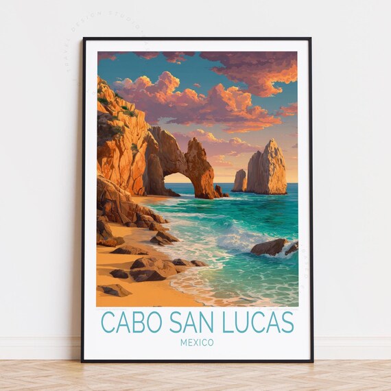 Cabo San Lucas Travel Poster Mexico Wall Art Print Home Decor Birthday Gifts Wedding Present Custom