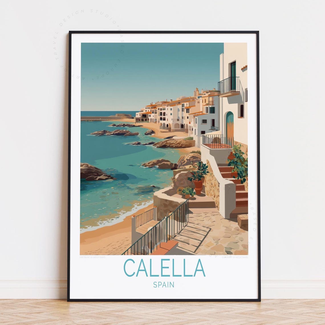 Calella Spain Whitewashed Village Beach Steps Seaside Poster