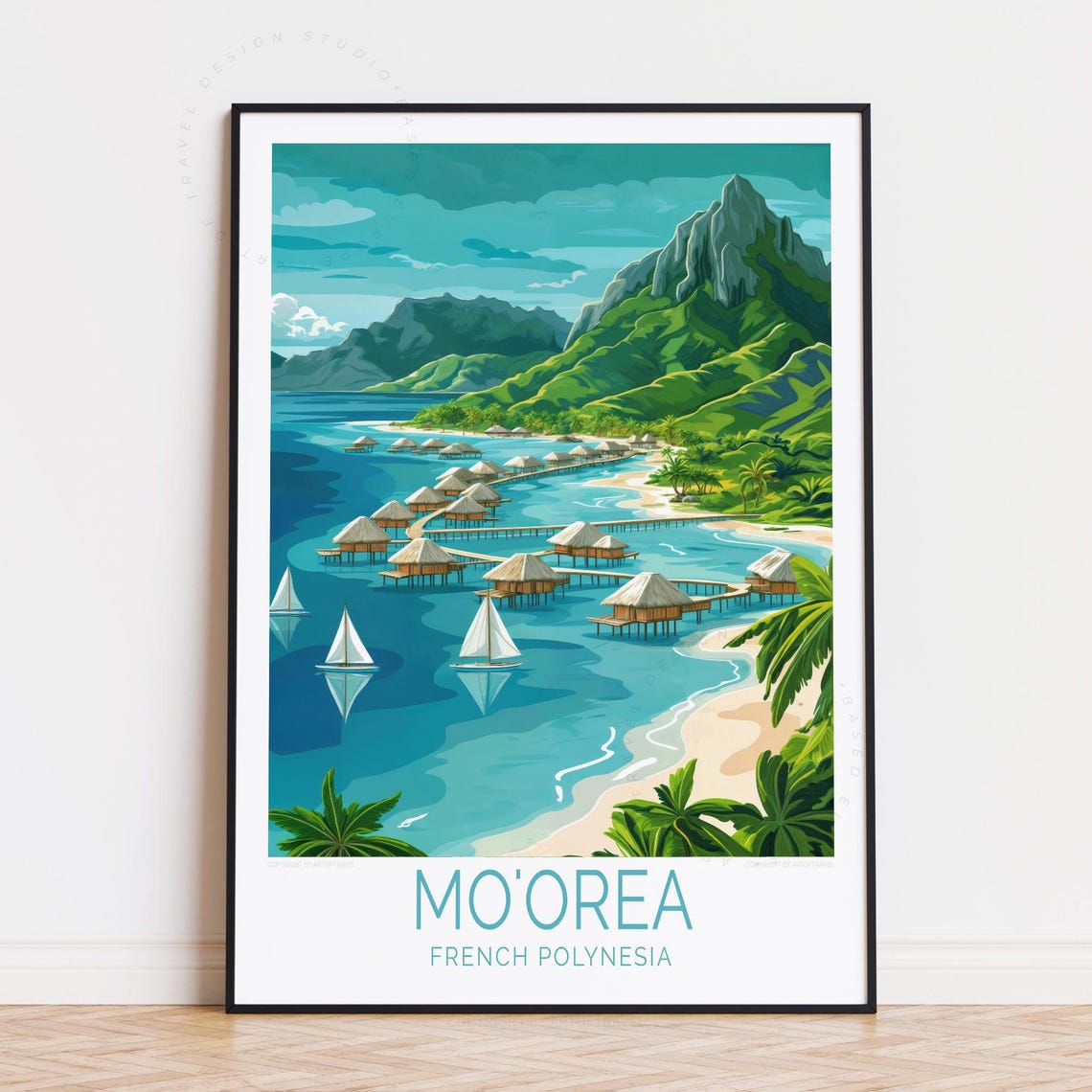 Mo'orea French Polynesia Overwater Bungalows And Sails Poster