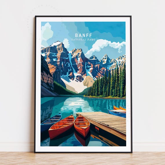 Banff Travel Poster, Minimalist National Park Art Print