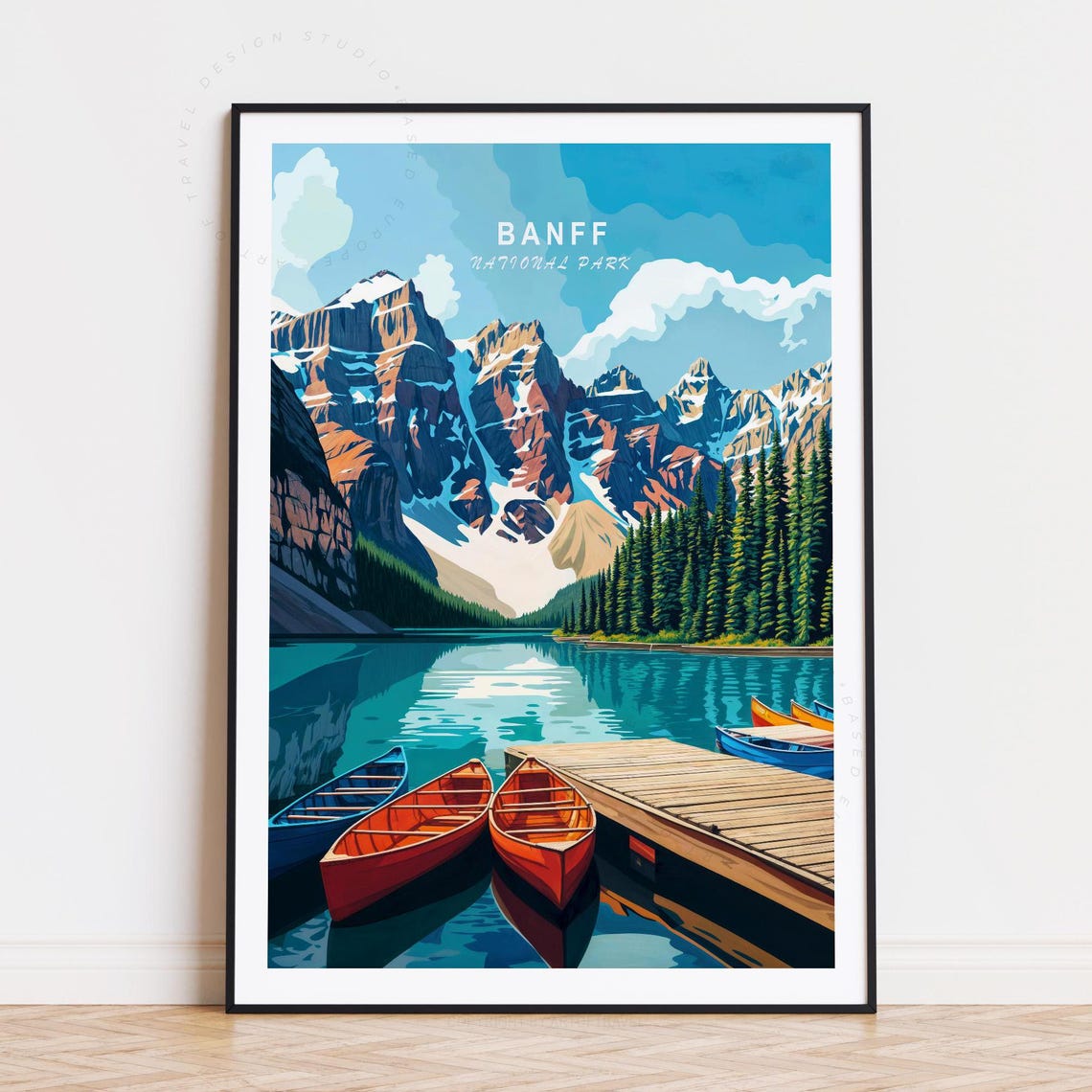 Banff Travel Poster, Minimalist National Park Art Print