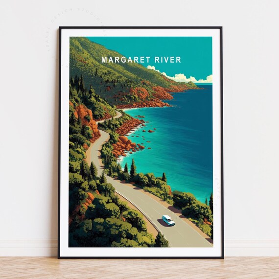 Margaret River Australia Coastal Road Ocean Cliffs Travel Poster