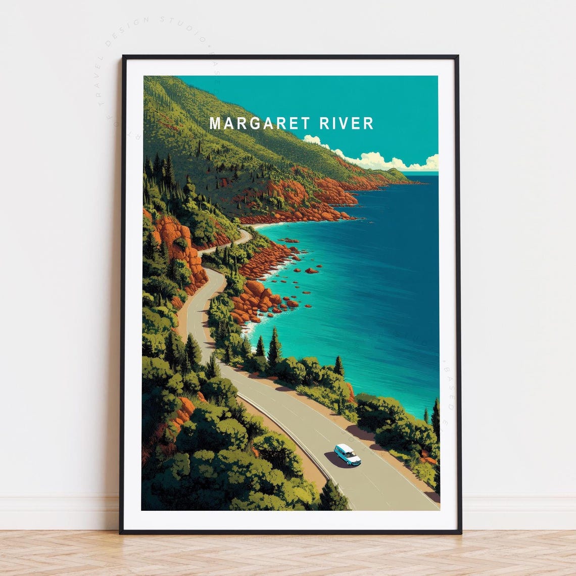 Margaret River Australia Coastal Road Ocean Cliffs Travel Poster