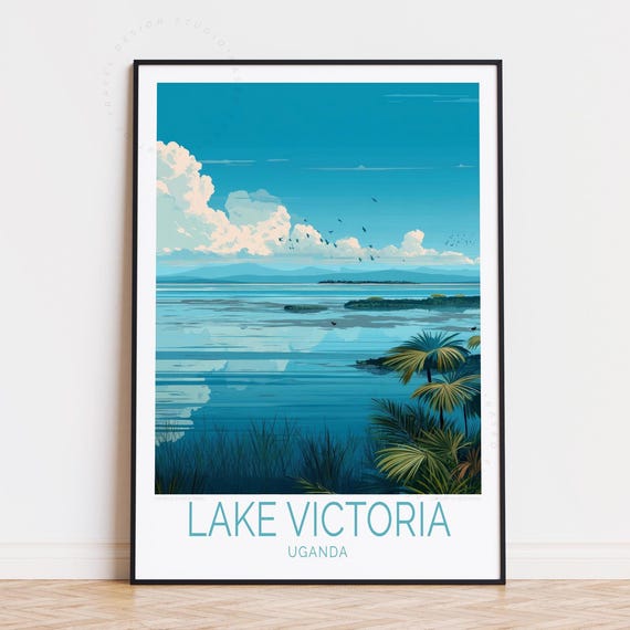 Lake Victoria Uganda Travel Poster Africa Wall Art Print Birthday Gifts Home Decor Personalised