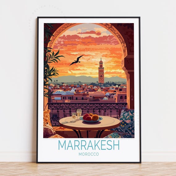 Marrakesh Travel Poster Morocco Wall Art Print Personalised Birthday Gifts Home Decor