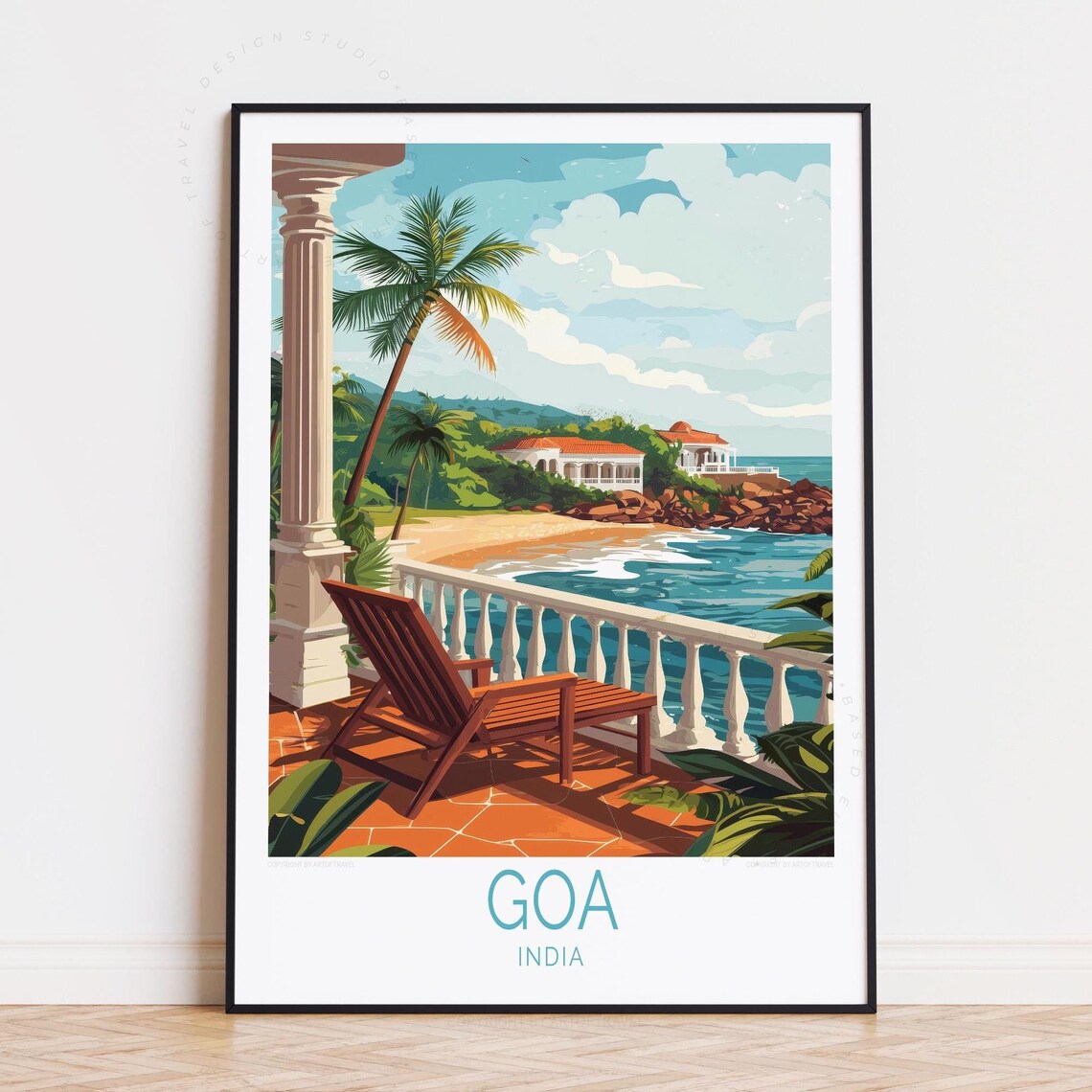 Goa India Terrace Sea View Lounger Tropical Getaway Travel Poster