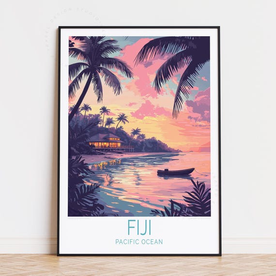 Fiji Pacific Ocean Travel Poster Wall Art Print Home Decor Birthday Present Personalised
