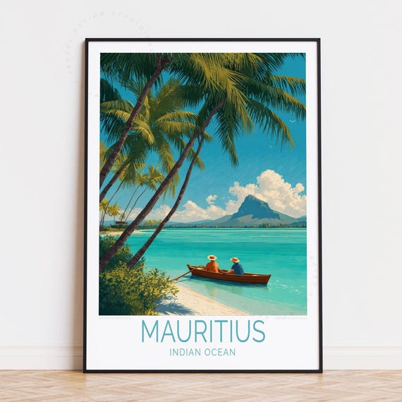 Mauritius Africa Travel Poster Ocean Wall Art Print Home Decor Birthday Gifts Custom
